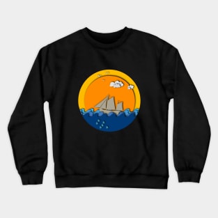 Sunset sailboat sailor sea cut paper effect Crewneck Sweatshirt